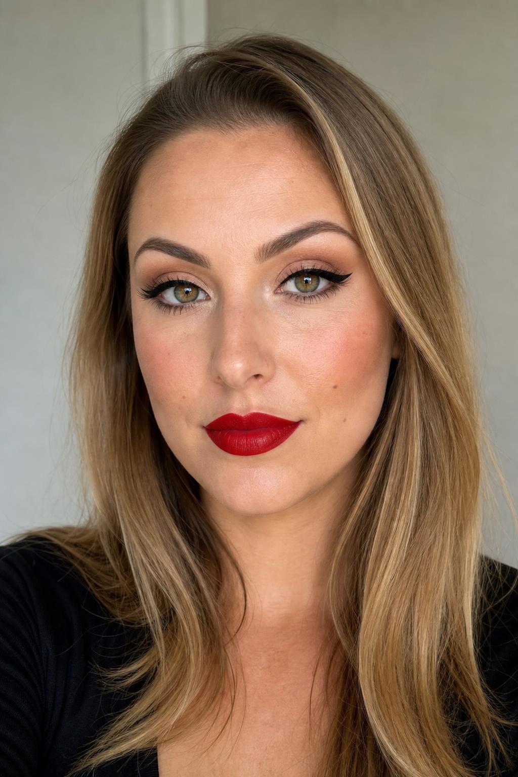 Classic Hollywood makeup result shown inside Mira