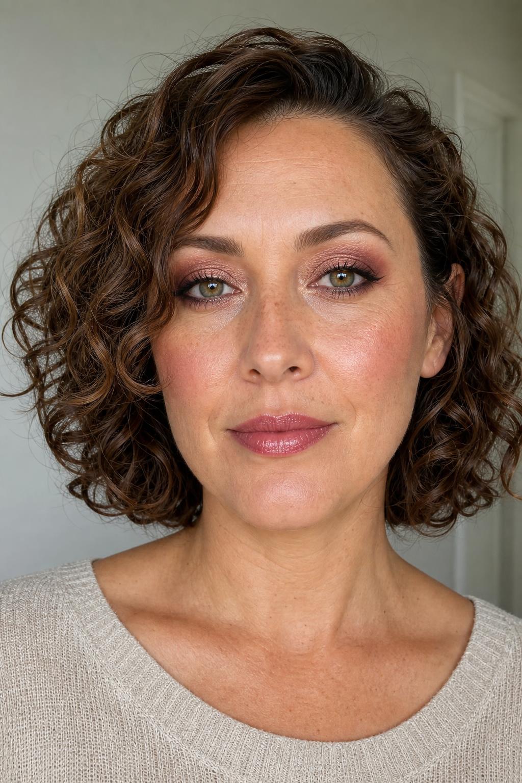 Rose Gold Glam makeup preview shown inside Mira